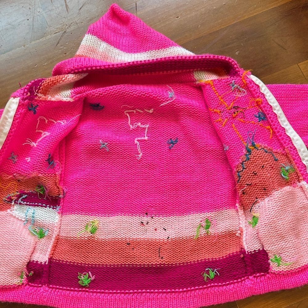 Kids Pink Knitted Jacket with Fun Animal Design - Picture 2 of 3